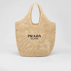 Prada Raffia Tote Bag-Khaki — view 2