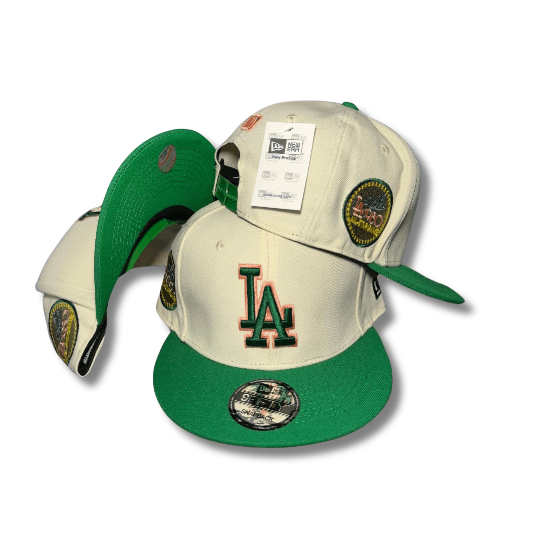 Los Angeles Dodgers Patch with Green Brim Cream and Green – Snapback Cap — view 1