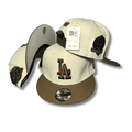 Los Angeles Dodgers Cream and Brown with Embroidered Side Patches - Snapback Cap — view 1