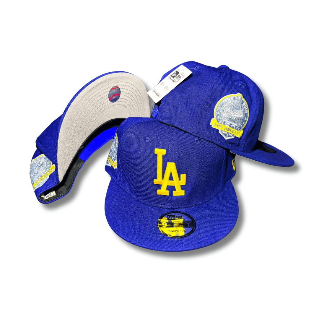 Los Angeles Dodgers Royal Blue with Yellow Logo and City Patches - Snapback Cap — view 1