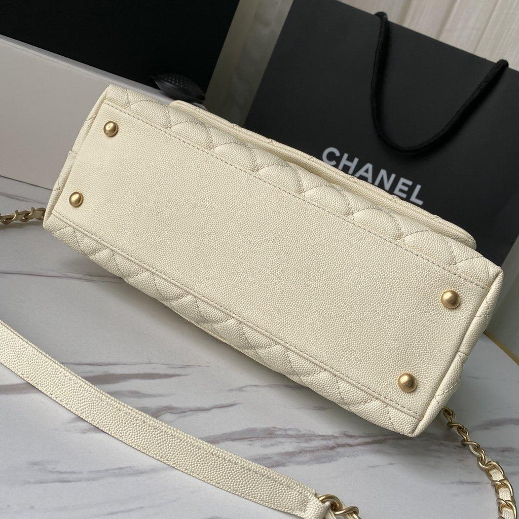 Flap Bag with Top Handle - White — view 5