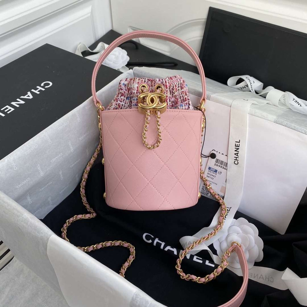 Chanel 2020 Tweed Soul Bucket Bag Pink — view 3