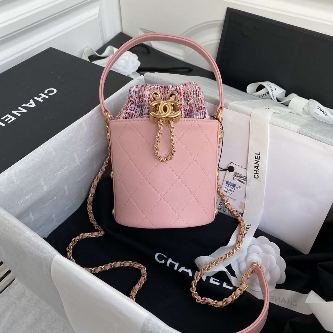 Chanel 2020 Tweed Soul Bucket Bag Pink — view 3