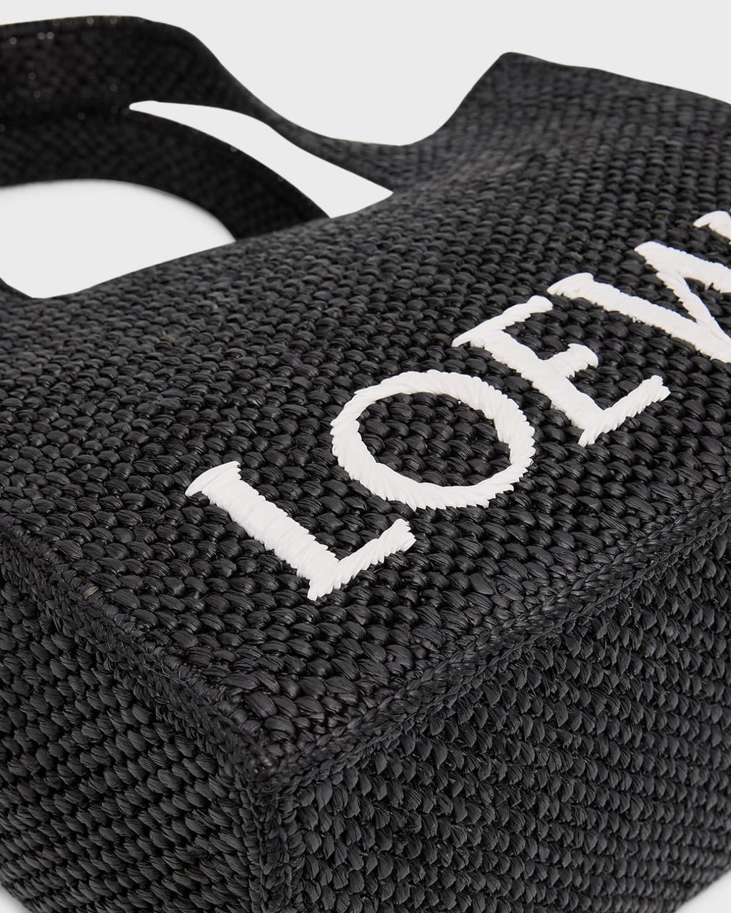 Loewe Logo Raffia Tote Bag - Black — view 6