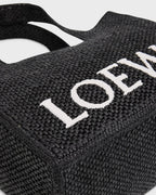 Loewe Logo Raffia Tote Bag - Black — view 6