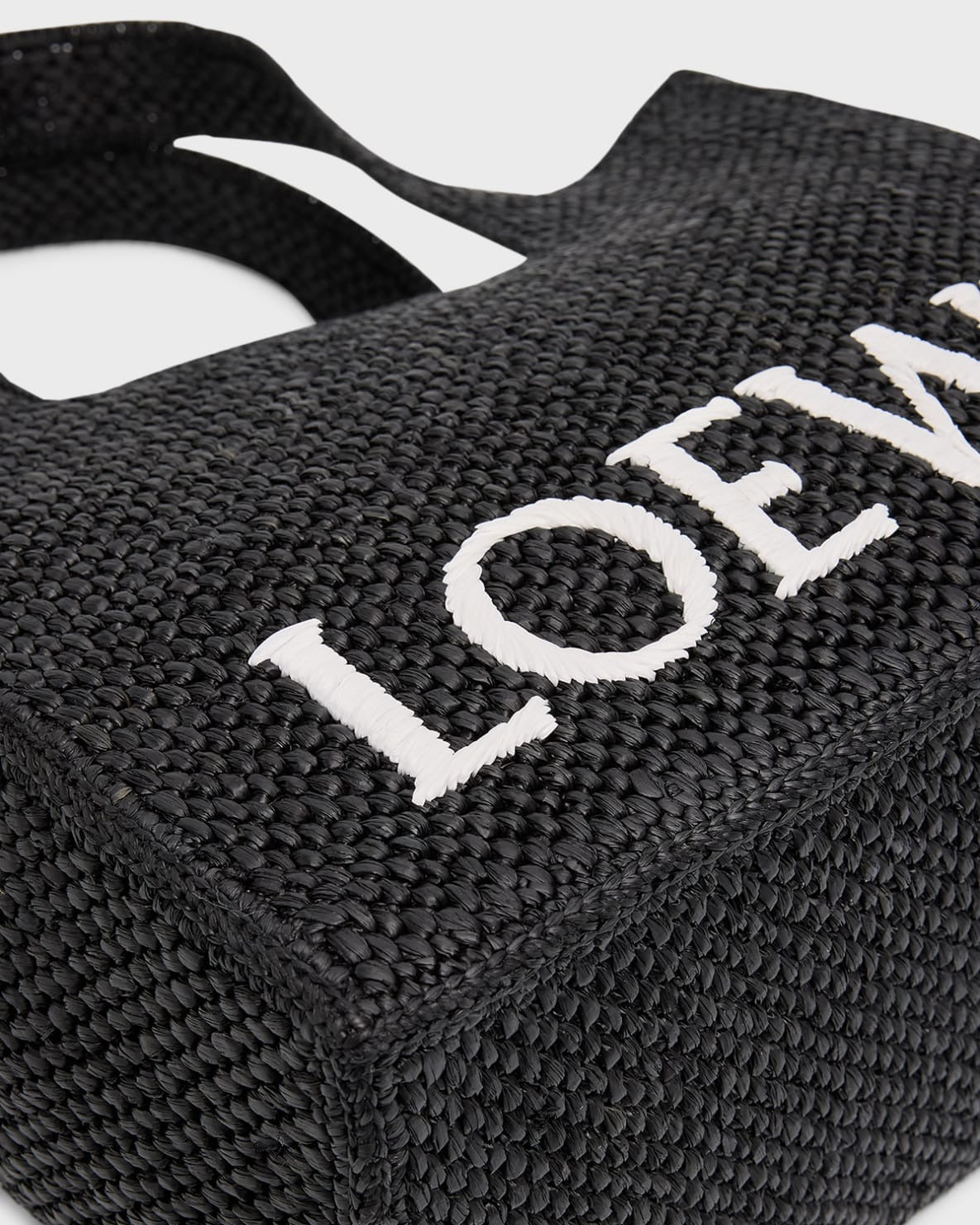 Loewe Logo Raffia Tote Bag - Black — view 6