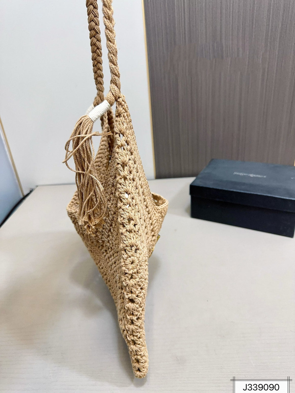 Saint Laurent YSL Raffia Tote Bag Beach Casual - Brown — view 4