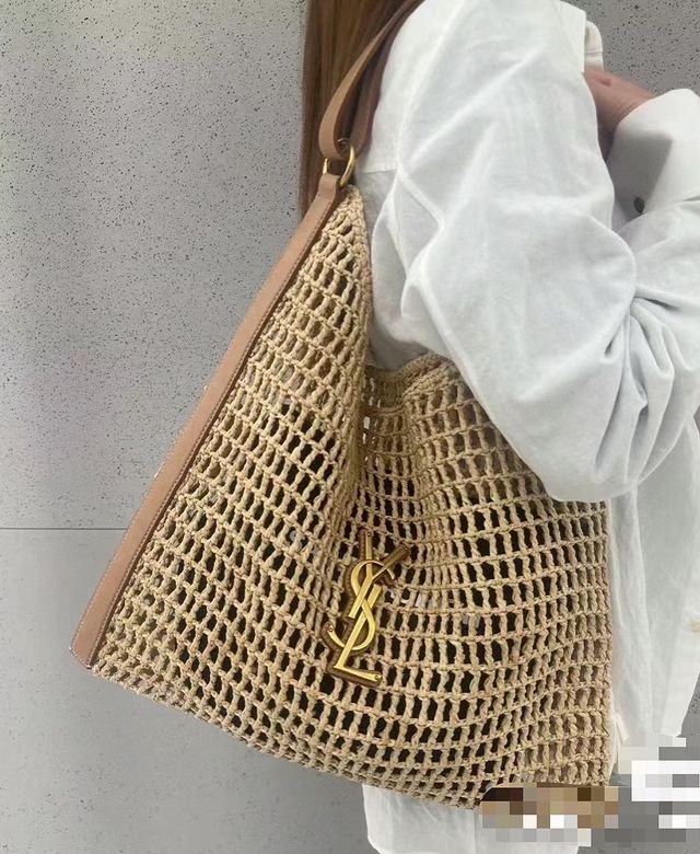 Saint Laurent YSL Raffia Tote Bag — view 2