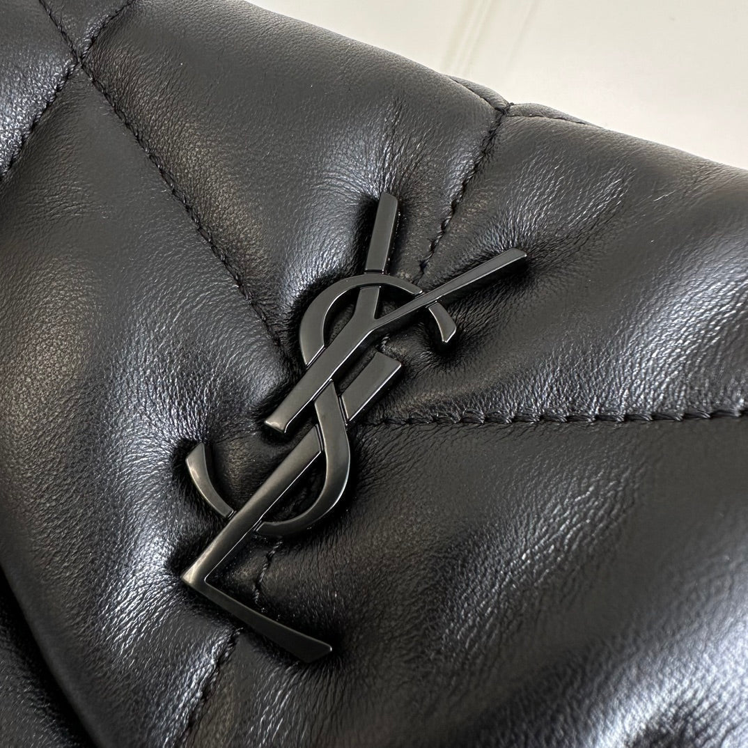 YSL Loulou Puffer Toy Bag in Quilted Lambskin Black Size 23x15.5x8.5 — view 6