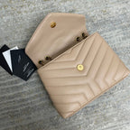 YSL Small Loulou 23 Beige Leather Gold Shoulder Bag — view 4