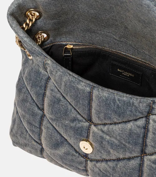 YSL Puffer Small Denim Shoulder Bag — view 5
