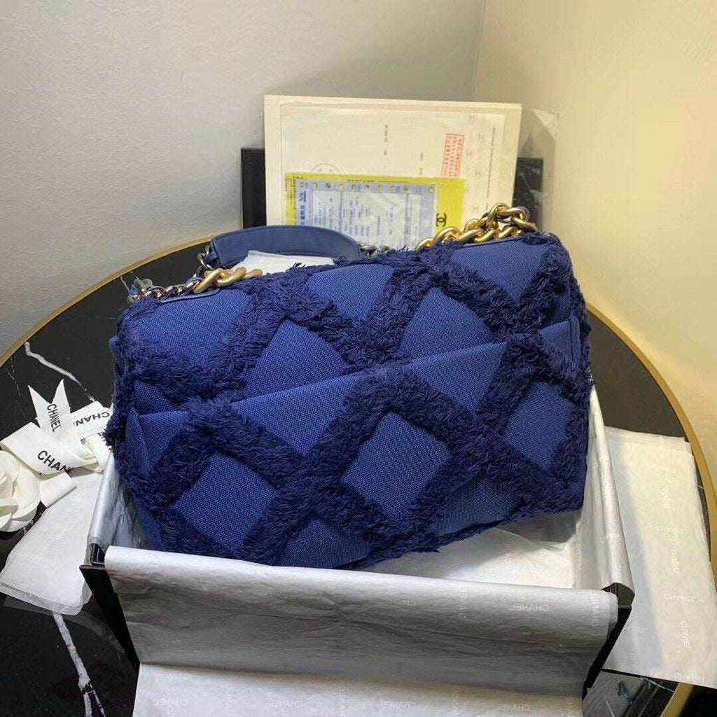 Chanel 19 Denim Medium Flap Bag - Blue — view 3