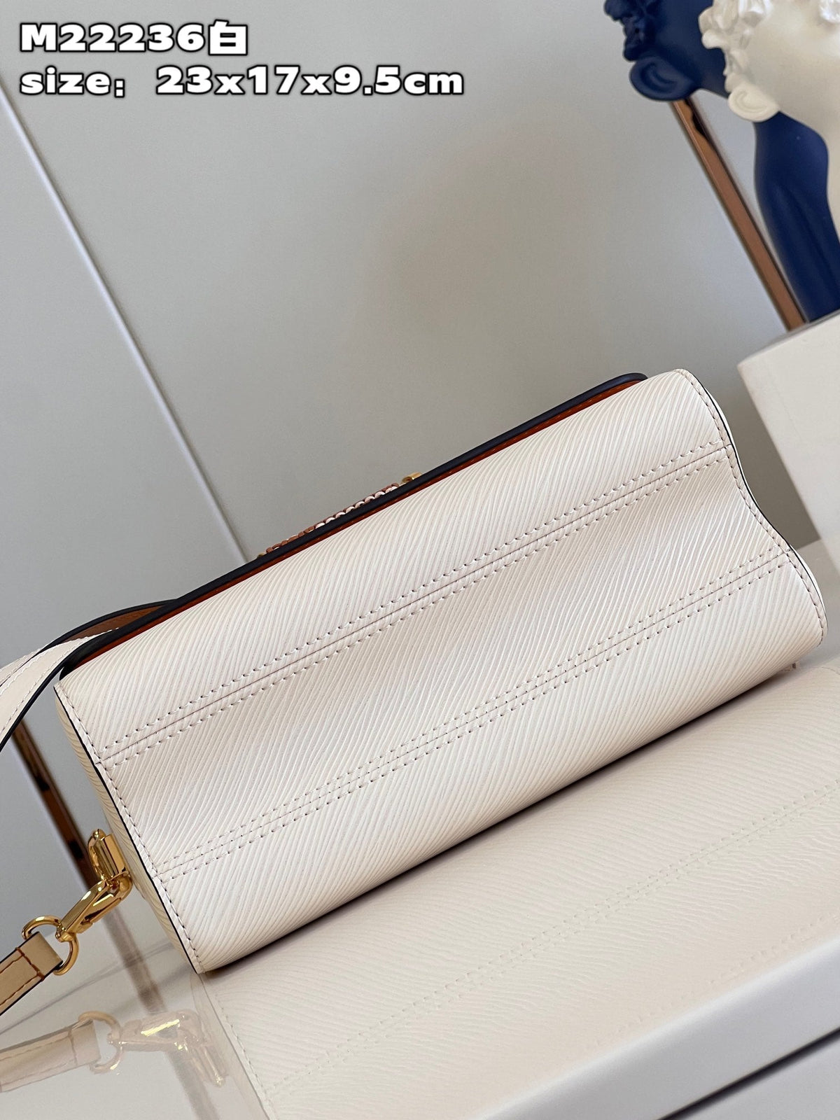 LV Twist MM Epi Leather Handle Crossbody Bag with LV Twist Lock White Quartz — view 4