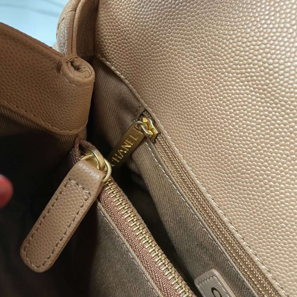 Chanel Flap Bag with Handle Beige — view 6