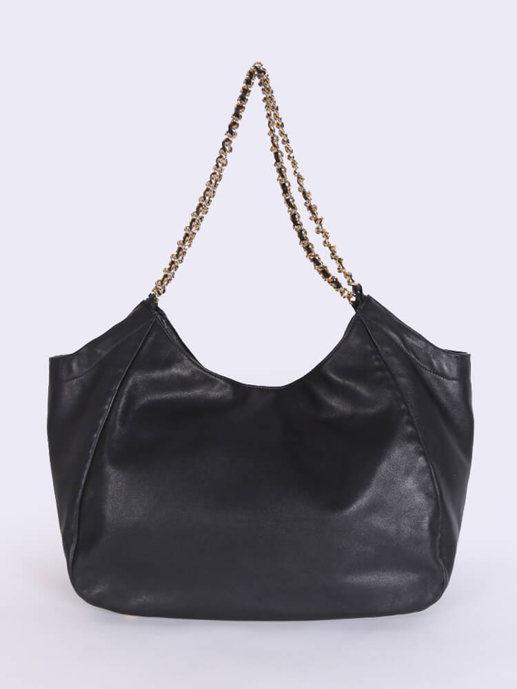 Prada Vitello Soft Chain Handle Shoulder Bag Nero - Black/Silver Hardware — view 4