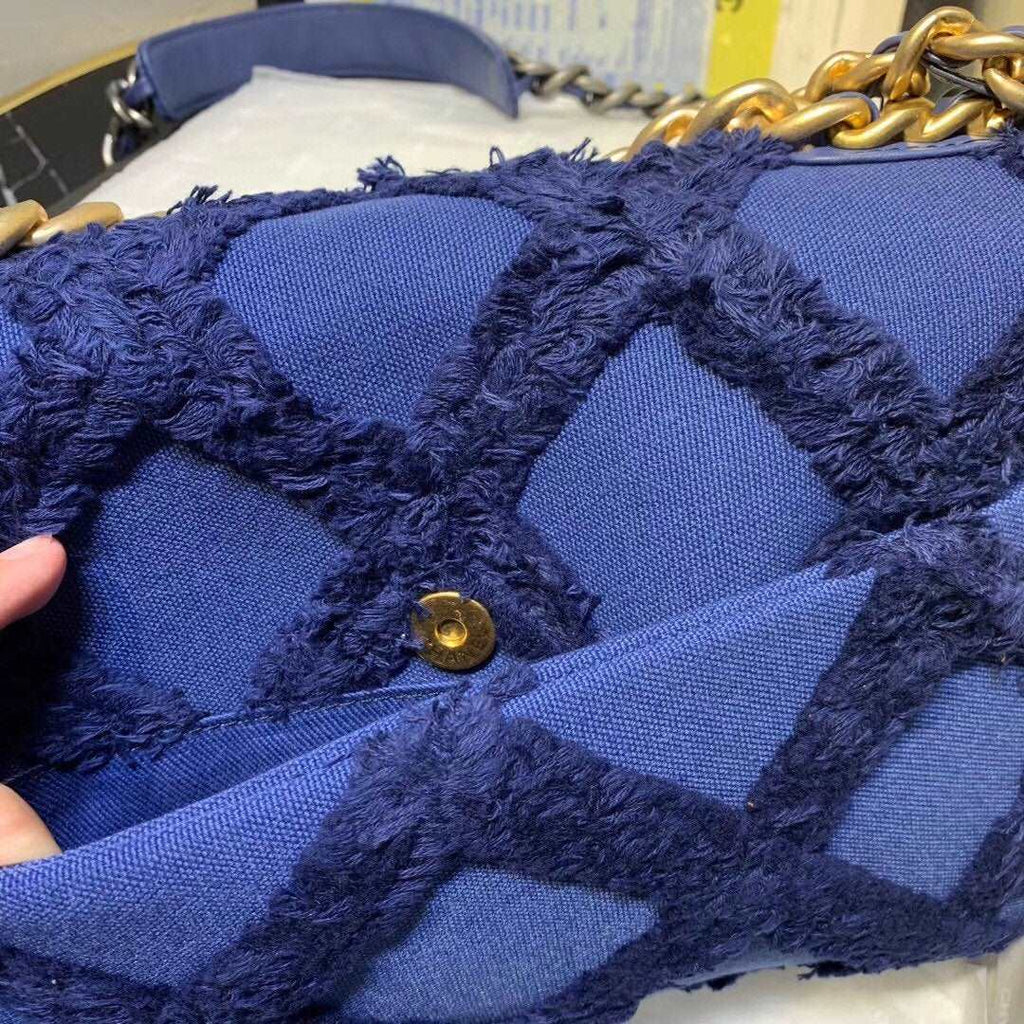 Chanel 19 Denim Medium Flap Bag - Blue — view 6