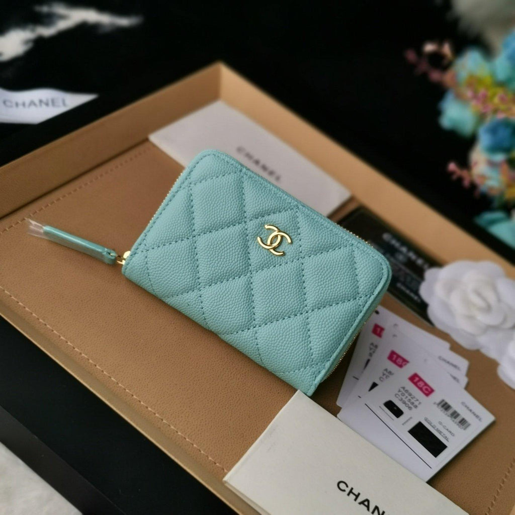 Chanel Zip Coin Wallet Tiffany Blue — view 3