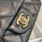 Chanel Pearl Logo Strap Flap Bag Black — view 8