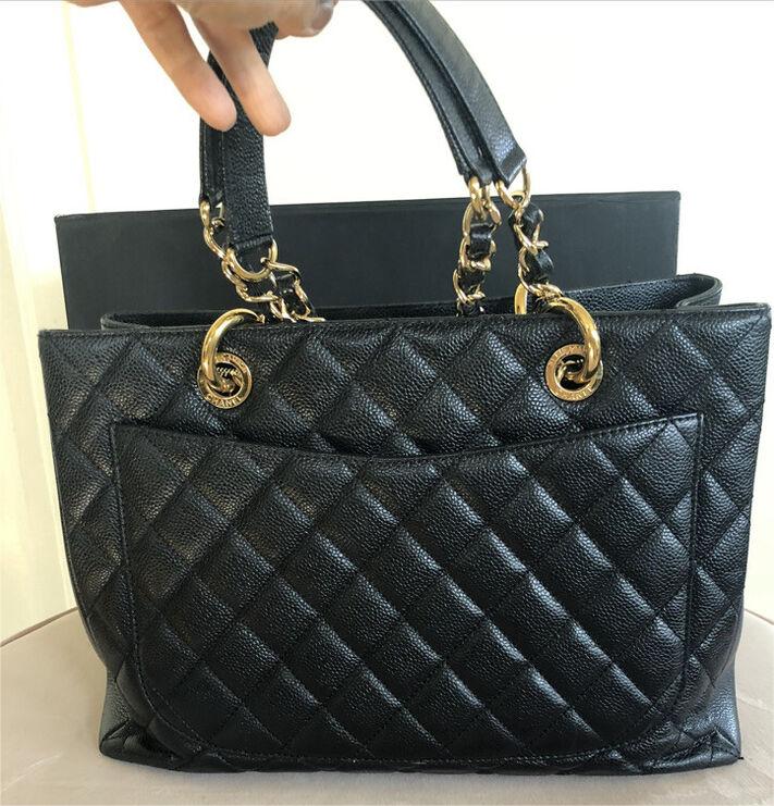 Chanel CC Blackgold Caviar Quilted Grand Shopping Tote — view 2