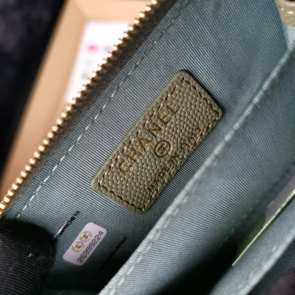 Chanel Quilted Caviar Leather Wallet with CC Logo and Zip Closure — view 6
