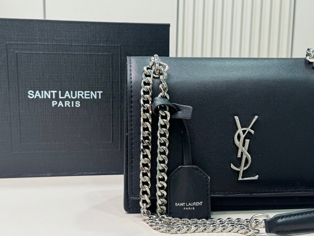 Saint Laurent Sunset Medium Monogram YSL Crossbody Bag - Black — view 4