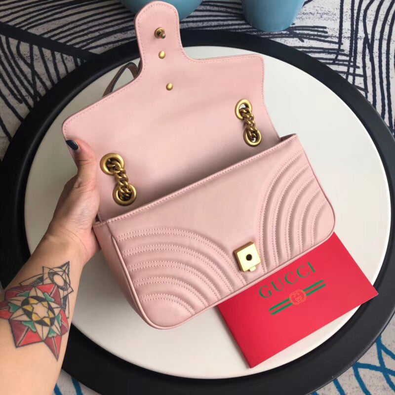 Gucci Marmont Matelass ̈¦ Shoulder Bag in Pink — view 2