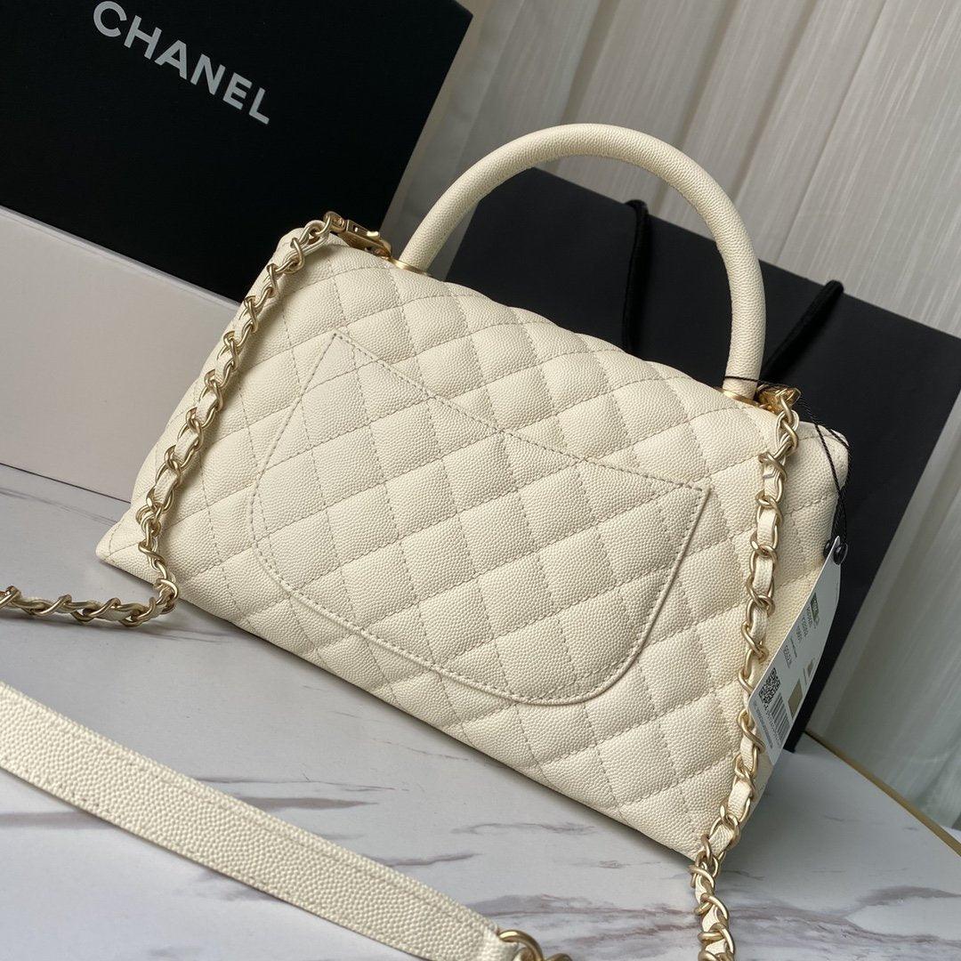 Flap Bag with Top Handle - White — view 2