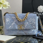Chanel 19 Sequin Flap Bag - Light Blue — view 2