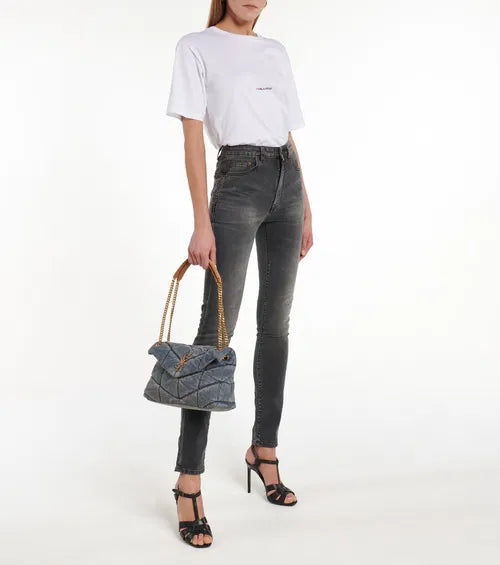 YSL Puffer Small Denim Shoulder Bag — view 4