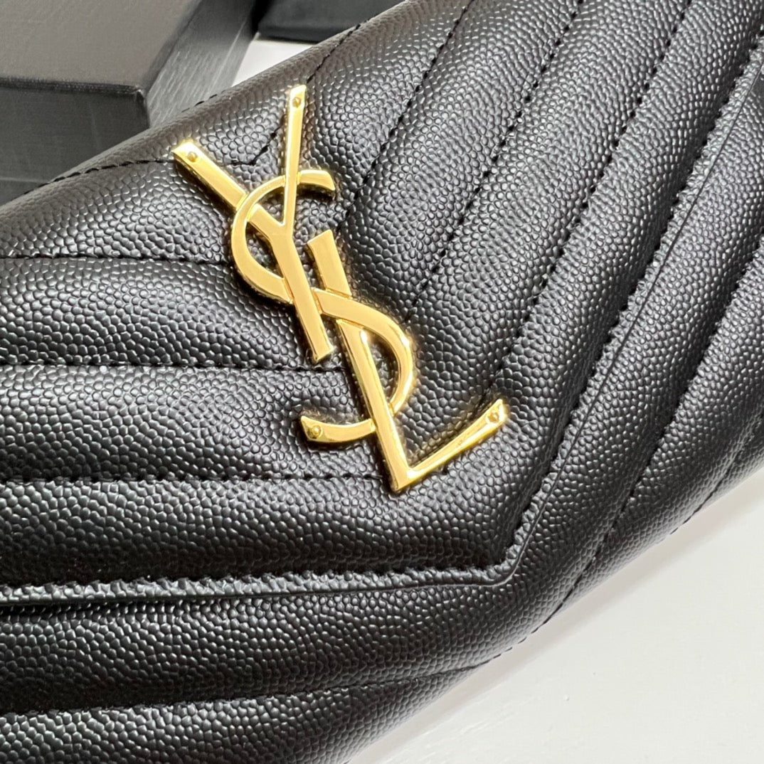 YSL Long Wallet Black Leather Gold Tone 10769 19cm — view 6