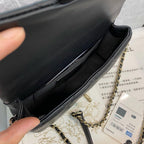 Chanel Pearl Logo Strap Flap Bag Black — view 6