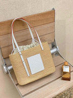Loewe Small Square Basket Bag in Raffia and Calfskin Naturalwhite — view 7