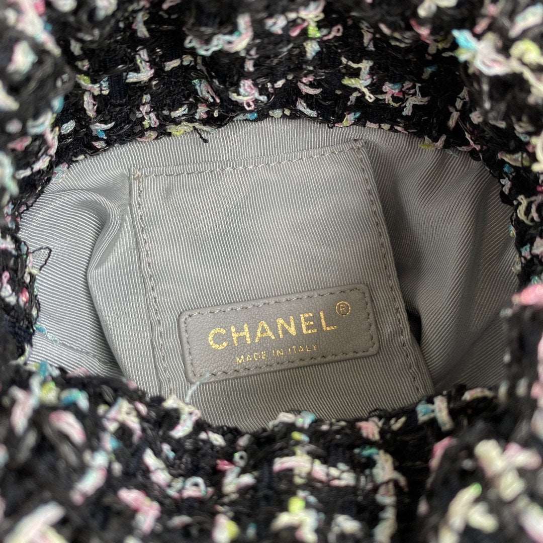Chanel 2020 Tweed Soul Bucket Bag Black — view 9