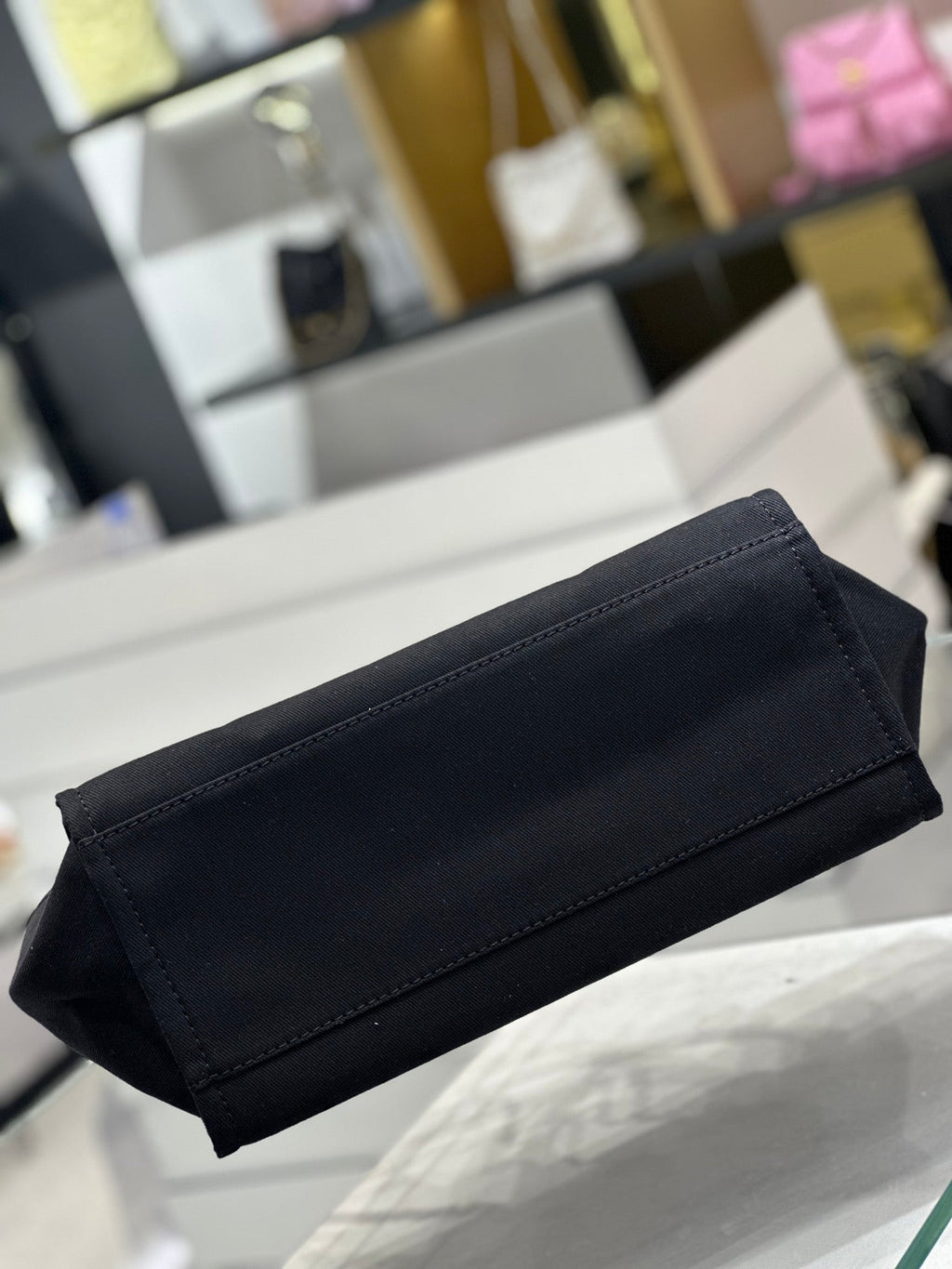 Chanel Natural Canvas and Black Leather Large Pearl Deauville Tote — view 6