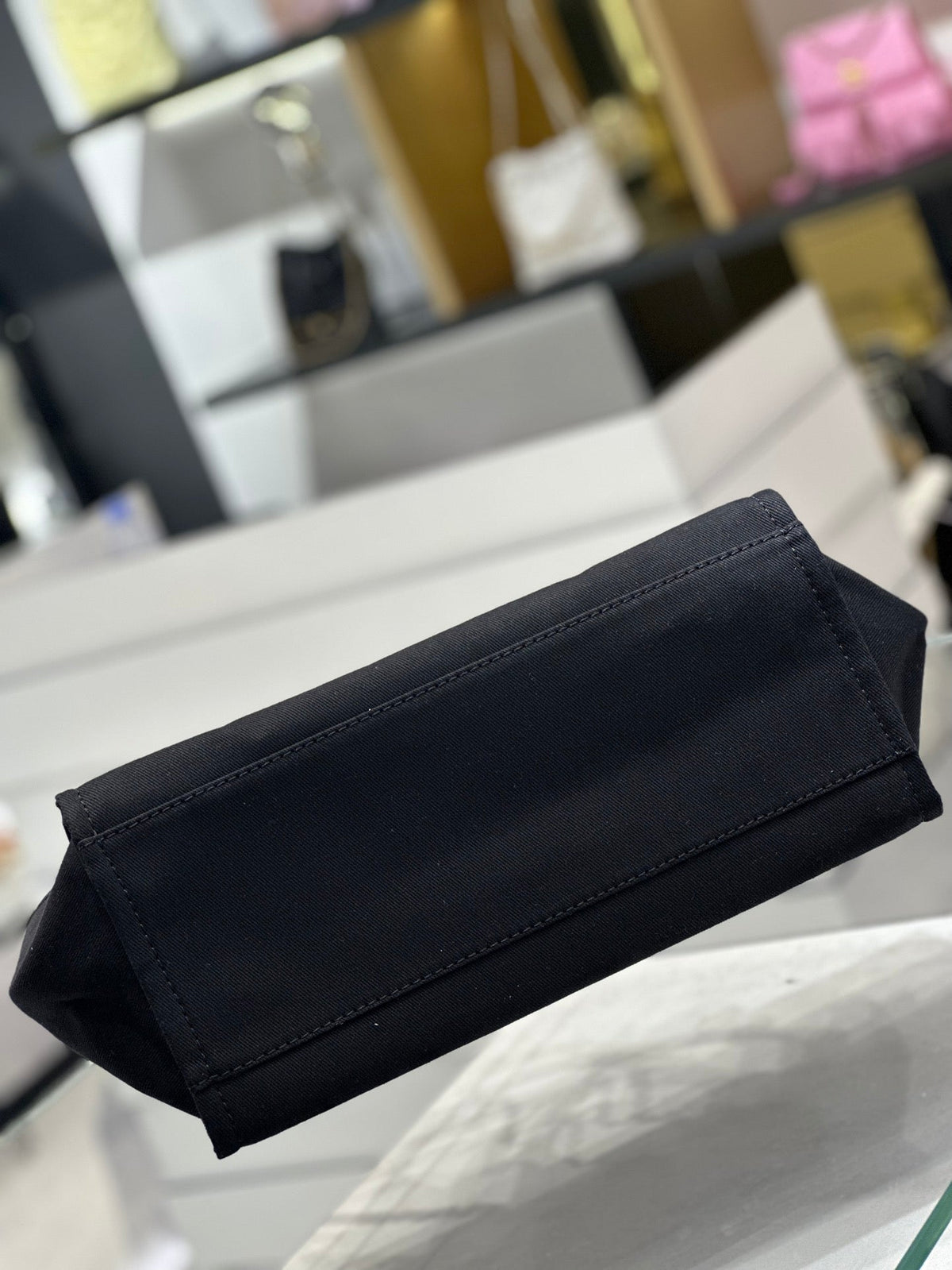 Chanel Natural Canvas and Black Leather Large Pearl Deauville Tote — view 6