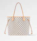 LV Neverfull MM Damier Azur Canvas Tote Shoulder Bag with Leather Trim and Pouch — view 1