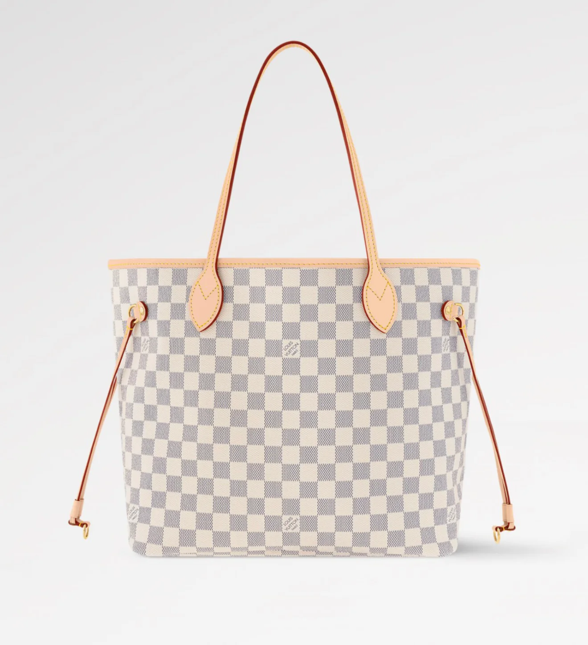 LV Neverfull MM Damier Azur Canvas Tote Shoulder Bag with Leather Trim and Pouch — view 1