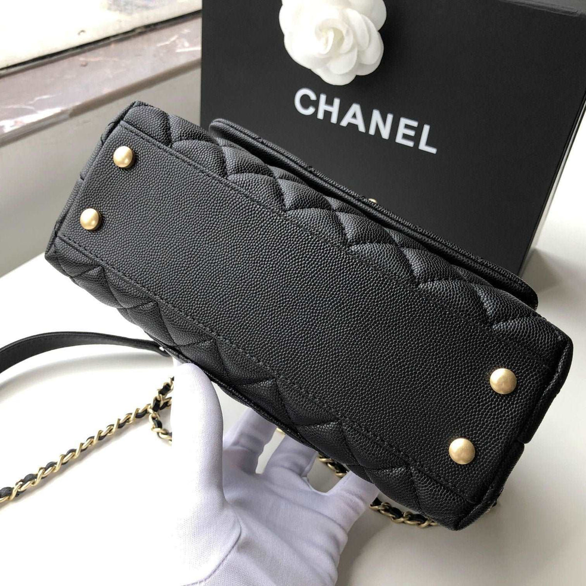 Chanel Small Flap Bag with Coco Handle - Black with Black Hardware — view 6