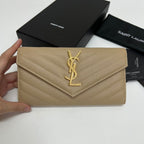 YSL Long Wallet Beige Leather Gold Tone 10772 19cm — view 7
