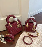 Lady Dior Burgundy Leather Bag — view 4