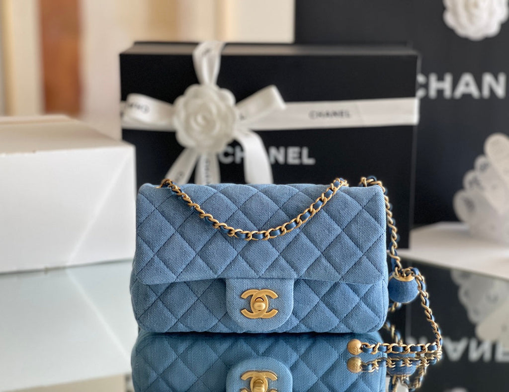 Chanel Denim Flap Bag - Blue — view 7