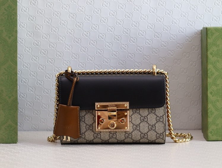 Gucci Padlock 20 Ophidia Leather Black Shoulder Bag — view 1