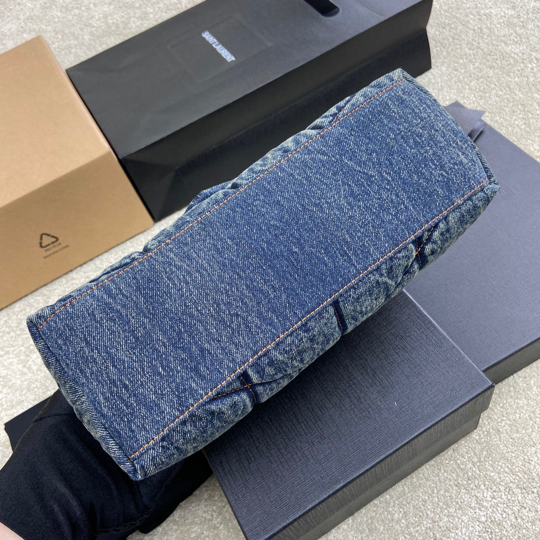YSL Puffer Denim Bag - Blue — view 5