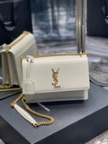YSL Medium Sunset Bag 22 White Lambskin Gold Tone — view 7