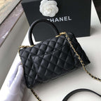 Chanel Small Flap Bag with Coco Handle - Black with Black Hardware — view 3