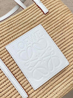 Loewe Small Square Basket Bag in Raffia and Calfskin Naturalwhite — view 5