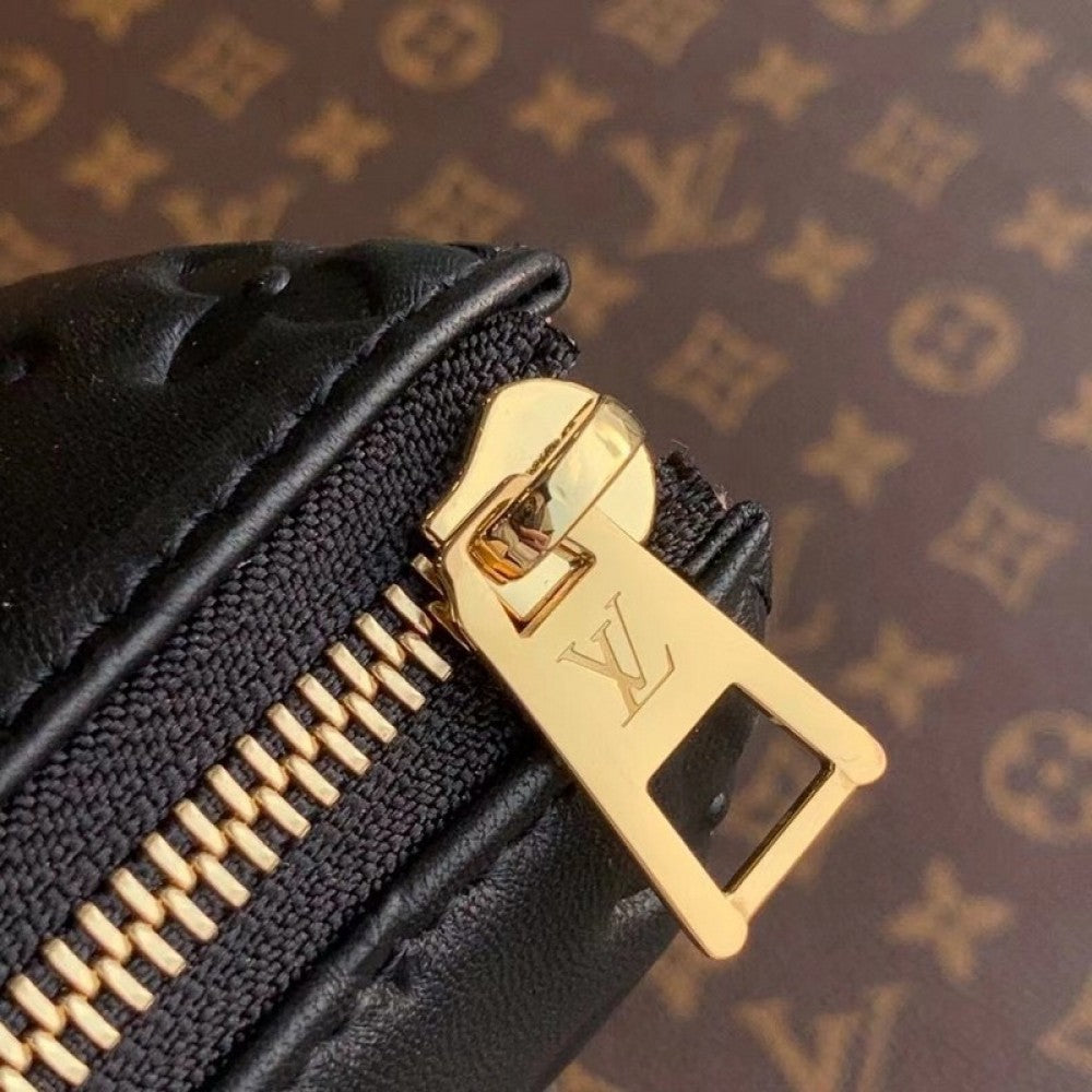 LV Coussin MM Monogram Empreinte Leather Shoulder Crossbody Bag with Black Quilted Exterior and Gold Chain Strap — view 5