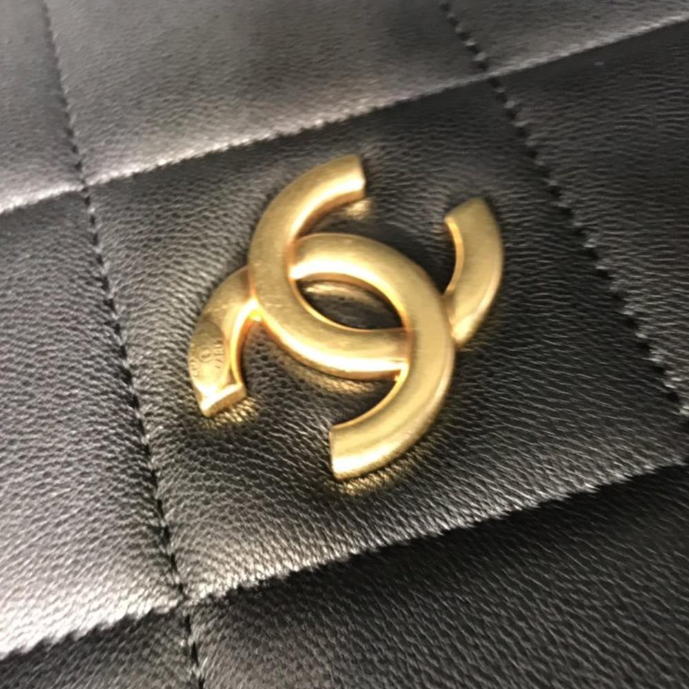 Chanel Runway Black Lambskin Leather Diamond Cut Bag — view 8