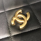 Chanel Runway Black Lambskin Leather Diamond Cut Bag — view 8