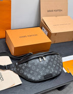 LV Bumbag Monogram Eclipse Canvas Crossbody Bag with Black Leather Trim — view 1